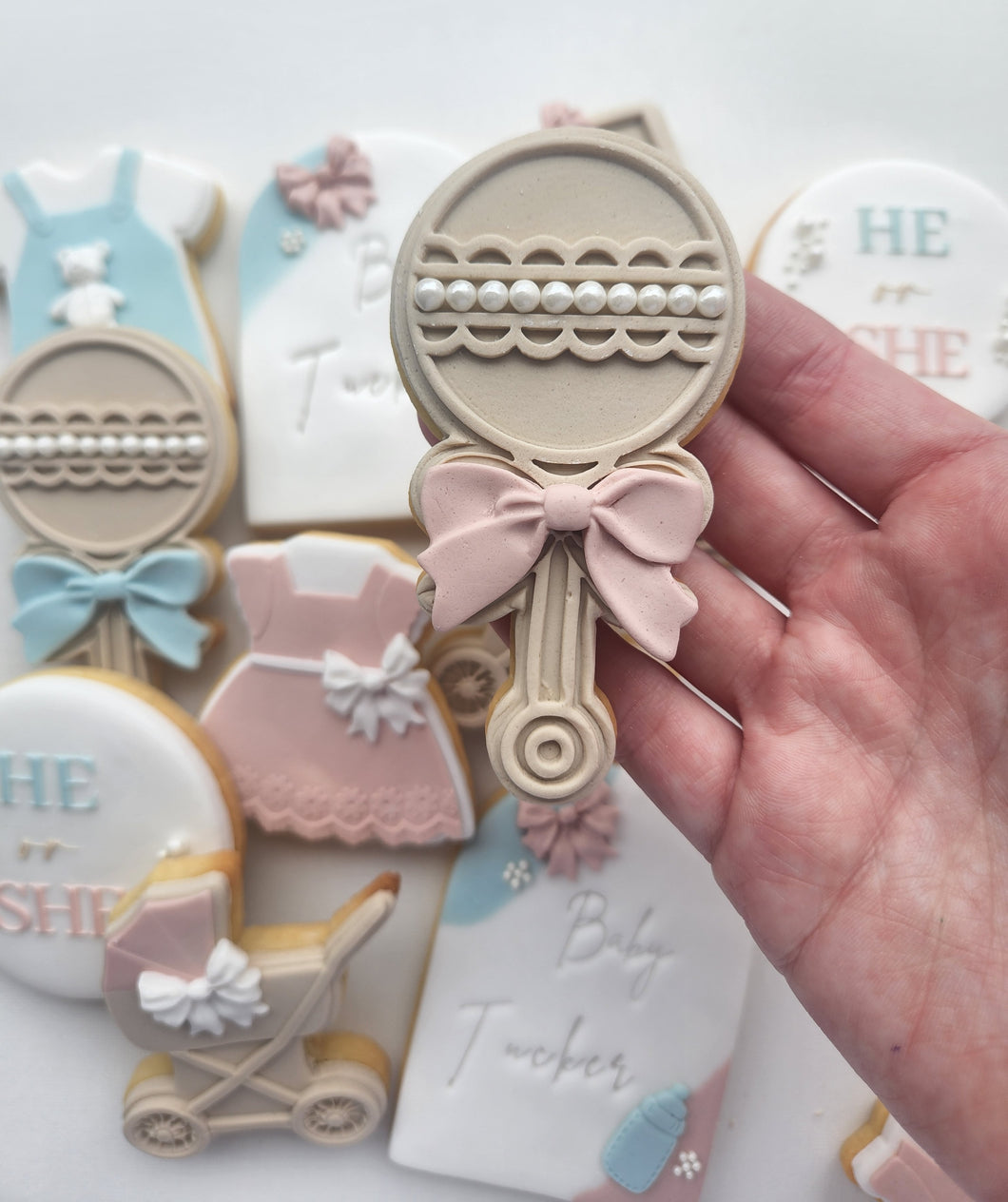 Baby Rattle w bow detailing
