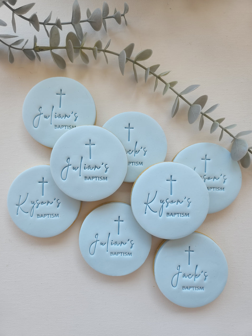 *Name* Baptism - Script Font with Cross