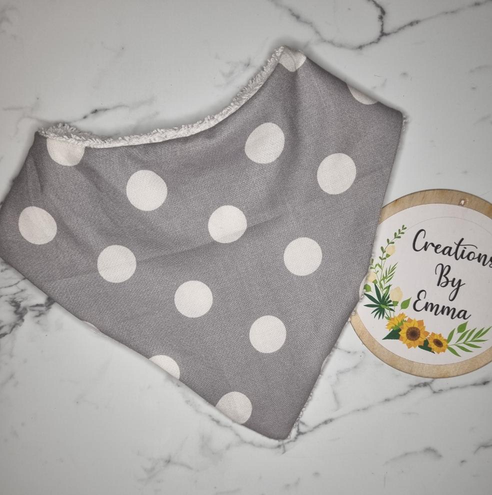 Grey Polka Dot Dribble Bib