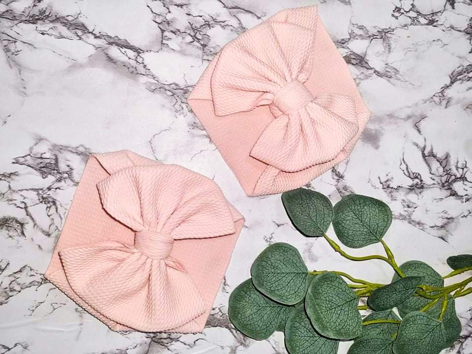 Soft head wrap bows- Baby Pink